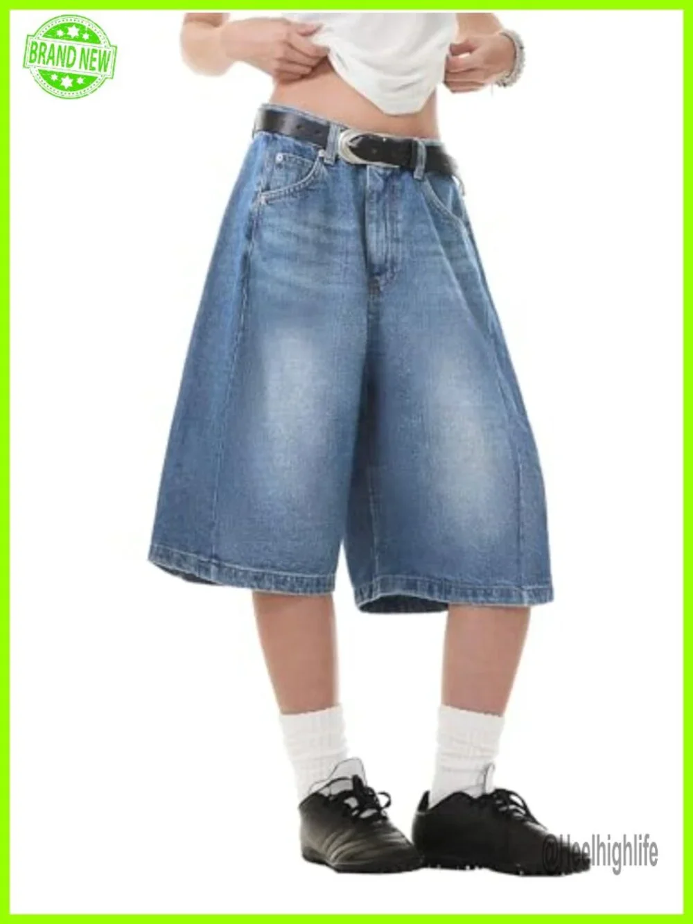 Baggy Y2K Wide Leg Bermuda Denim Shorts High Waisted Jorts for Women